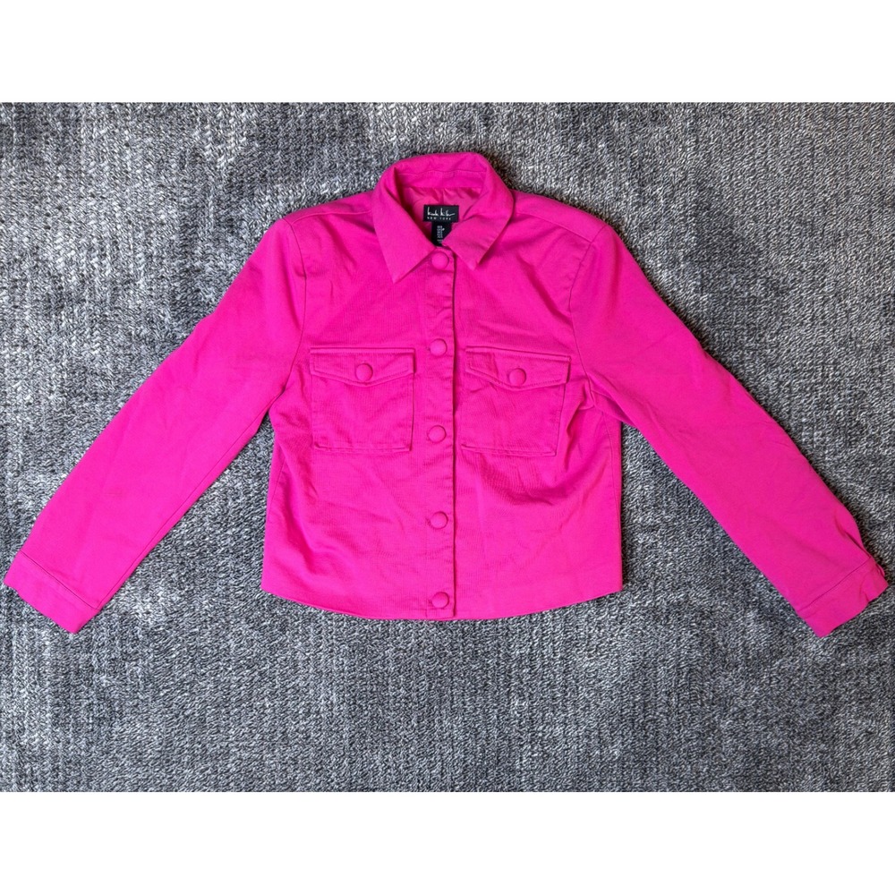 Nicole Miller New York Hot Pink Button Front Cropped Jacket Size S Barbiecore - Picture 2 of 16